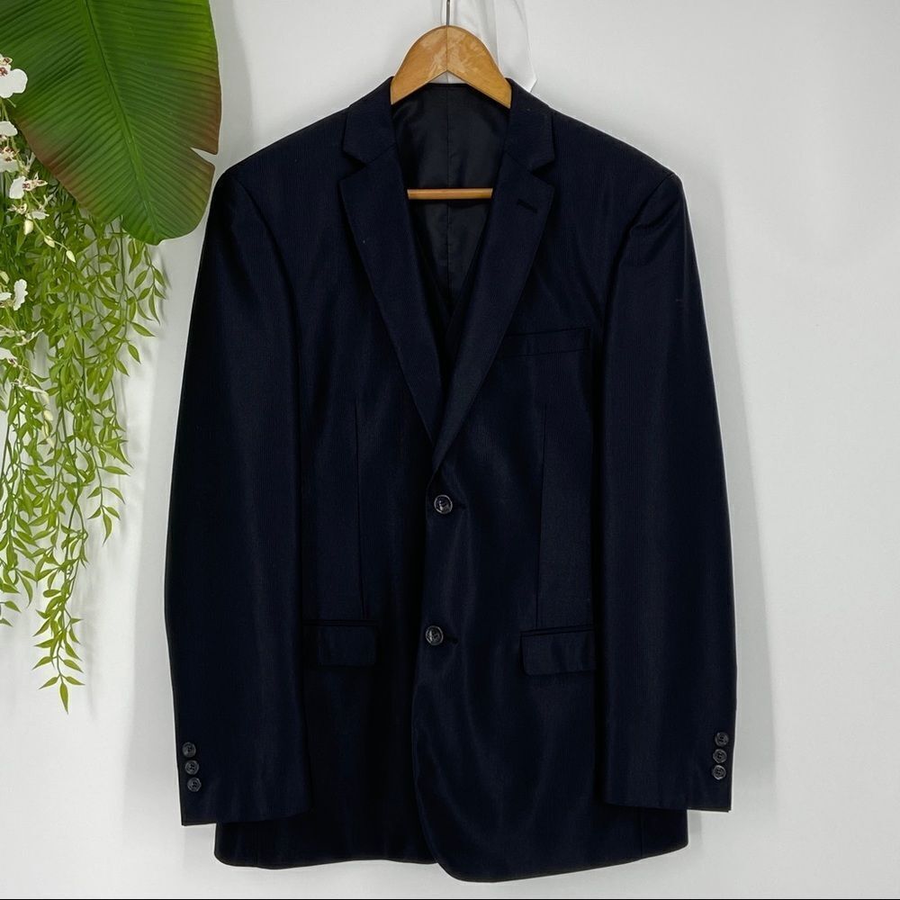 Giovanni Testi Suit Jacket W/ Matching Vest Navy Blue